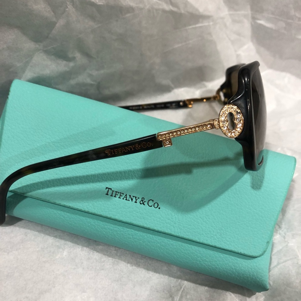 Tiffany & Co. Black Sunglasses with Gold Crystal Key Accent